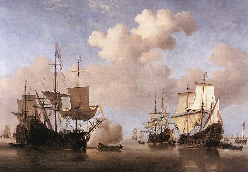 VELDE, Willem van de, the Younger Calm: Dutch Ships Coming to Anchor  wt France oil painting art
